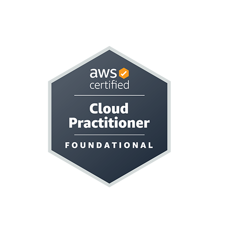 Official Amazon Web Services (AWS) badge for AWS Certified Cloud Practitioner