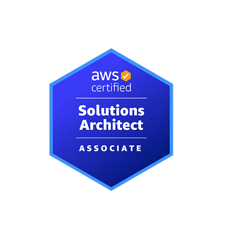 Official Amazon Web Services (AWS) badge for AWS Solutions Architect Associate